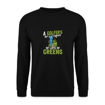 Le régime alimentaire d’un golfeur se compose de beaucoup de greens Golf Go - Sweat-shirt Unisexe - noir - Devant - Alina (178cm) & Michal (187cm)