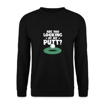 Regardez-vous mon putt? Golfing Golf - Sweat-shirt Unisexe - noir - Devant - Alina (178cm) & Michal (187cm)