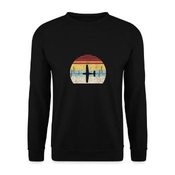 Vintage Retro Flugzeug Pilot Pilot Herzschlag - Unisex Pullover - Schwarz - Vorne - Alina (178cm) & Michal (187cm)