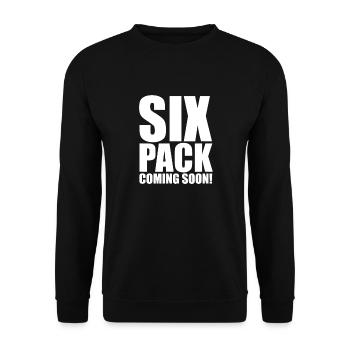 Six Pack Coming Soon Lustiger Slogan Zitat Grunge - Unisex Pullover - Schwarz - Vorne - Alina (178cm) & Michal (187cm)
