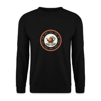 Tea Lover Badge - Unisex Pullover - Schwarz - Vorne - Alina (178cm) & Michal (187cm)