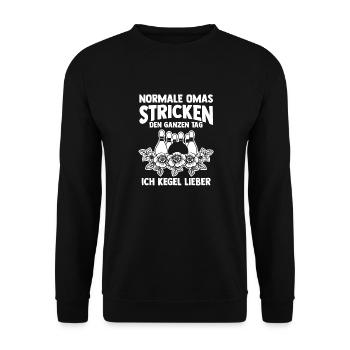 Oma Großmutter Kegel Kegler Kegelverein Kegeln - Unisex Pullover - Schwarz - Vorne - Alina (178cm) & Michal (187cm)