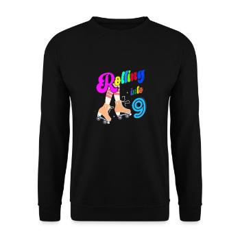 Rolling Into 9 years Lets Roll I'm Turning 9 Years - Unisex Sweatshirt - black - Front - Alina (178cm) & Michal (187cm)