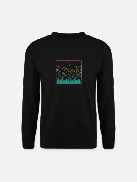 Berge Geometrie Outdoor Retro Camping Wandern - Unisex Pullover - Schwarz