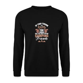 Nussige Campingfreunde Glamping Outdoor Witzig - Unisex Pullover - Schwarz - Vorne - Alina (178cm) & Michal (187cm)