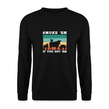 Smok 'em If You Got 'em Meat Saison des barbecues - Sweat-shirt Unisexe - noir - Devant - Alina (178cm) & Michal (187cm)