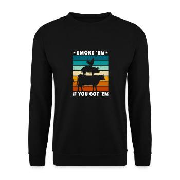 Smok 'em If You Got 'em Meat Saison des barbecues - Sweat-shirt Unisexe - noir - Devant - Alina (178cm) & Michal (187cm)