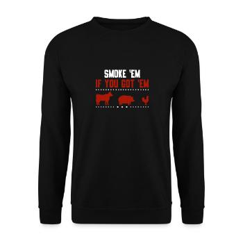 Smok 'em If You Got 'em Meat Saison des barbecues - Sweat-shirt Unisexe - noir - Devant - Alina (178cm) & Michal (187cm)