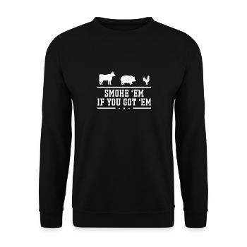 Smok 'em If You Got 'em Meat Saison des barbecues - Sweat-shirt Unisexe - noir - Devant - Alina (178cm) & Michal (187cm)