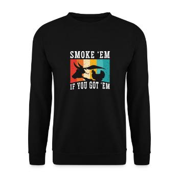 Smok 'em If You Got 'em Meat Saison des barbecues - Sweat-shirt Unisexe - noir - Devant - Alina (178cm) & Michal (187cm)