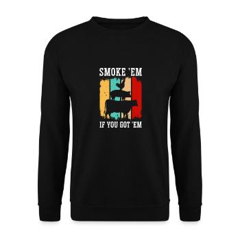 Smok 'em If You Got 'em Meat Saison des barbecues - Sweat-shirt Unisexe - noir - Devant - Alina (178cm) & Michal (187cm)