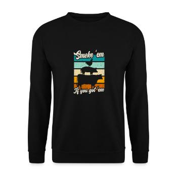 Smok 'em If You Got 'em Meat Saison des barbecues - Sweat-shirt Unisexe - noir - Devant - Alina (178cm) & Michal (187cm)