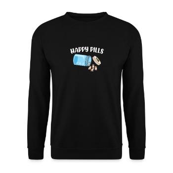 Happy Pills Bulldog Funny Dog Lover Humor Pet Cool - Unisex Sweatshirt - black - Front - Alina (178cm) & Michal (187cm)