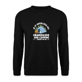 Wenn es um meine Enkelkinder und Camping geht - Unisex Pullover - Schwarz - Vorne - Alina (178cm) & Michal (187cm)