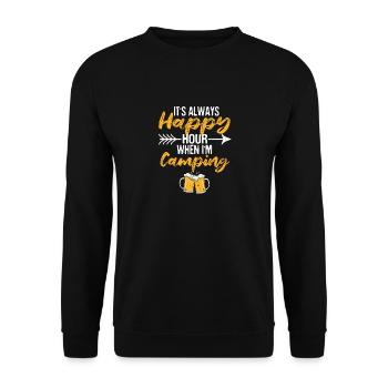 It's always happy hour when I'm camping - Unisex Sweatshirt - black - Front - Alina (178cm) & Michal (187cm)