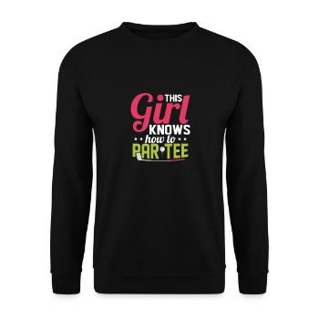 This Girl Knows How To Par Tee Golfing Golf - Unisex Sweatshirt - black - Front - Alina (178cm) & Michal (187cm)