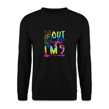 Peace Out Eight I’m 9 Tie Dye 9th Joyeux anniversaire - Sweat-shirt Unisexe - noir - Devant - Alina (178cm) & Michal (187cm)