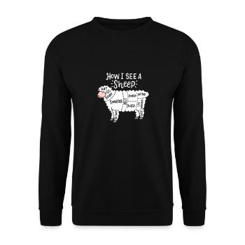 How I See A Sheep Cute Yarn Wool Sheep - Unisex Sweatshirt - black - Front - Alina (178cm) & Michal (187cm)