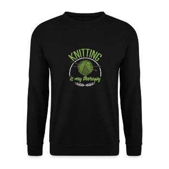 Funny Knitting idea Joke Knitter Quote - Unisex Sweatshirt - black - Front - Alina (178cm) & Michal (187cm)