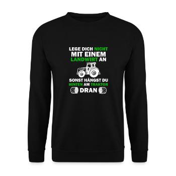 LANDWIRTSCHAFT I LEG DICH NICHT MIT LANDWIRTEN AN - Unisex Pullover - Schwarz - Vorne - Alina (178cm) & Michal (187cm)