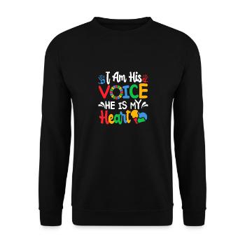 Autisme Fathering Je suis sa voix Il est mon cœur - Sweat-shirt Unisexe - noir - Devant - Alina (178cm) & Michal (187cm)