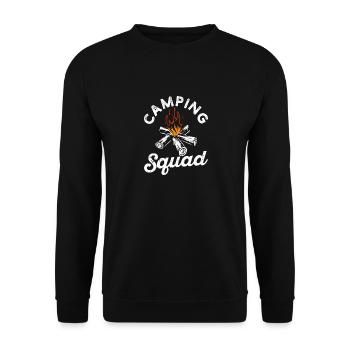 Camping Squad Funny Lagerfeuer Wandern Mountain - Unisex Pullover - Schwarz - Vorne - Alina (178cm) & Michal (187cm)