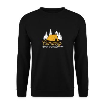 Camping is fun in tents Outdoor travel happiness - Unisex Sweatshirt - black - Front - Alina (178cm) & Michal (187cm)