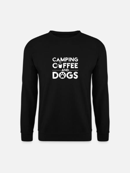 Natur Camping Kaffee und Hunde Outdoor Abenteuer - Unisex Pullover - Schwarz