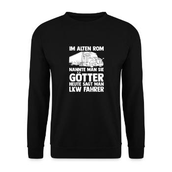LKW Fahrer Fernfahrer Lastkraftwagen Trucker - Unisex Pullover - Schwarz - Vorne - Alina (178cm) & Michal (187cm)