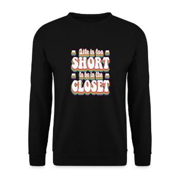 Das Leben ist zu kurz Pride Rainbow LGBTQ+ - Unisex Pullover - Schwarz - Vorne - Alina (178cm) & Michal (187cm)