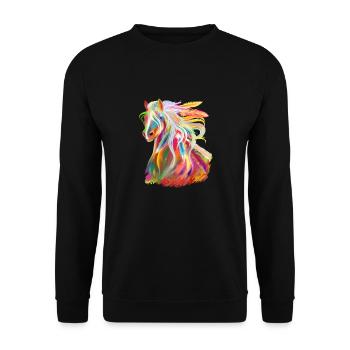 Horse Head Watercolor Equestrian - Unisex Sweatshirt - black - Front - Alina (178cm) & Michal (187cm)