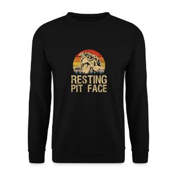 Vintage Pitbull Ruhegrube Gesicht - Unisex Pullover - Schwarz - Vorne - Alina (178cm) & Michal (187cm)