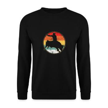 Bullenreiten, Cowboy, Westerngeschenk Vintage - Unisex Pullover - Schwarz - Vorne - Alina (178cm) & Michal (187cm)