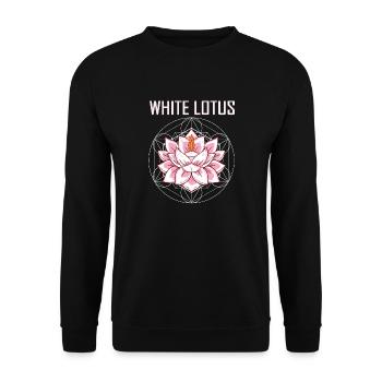 WHITE LOTUS DESIGN I LOTUSBLUME - Unisex Pullover - Schwarz - Vorne - Alina (178cm) & Michal (187cm)