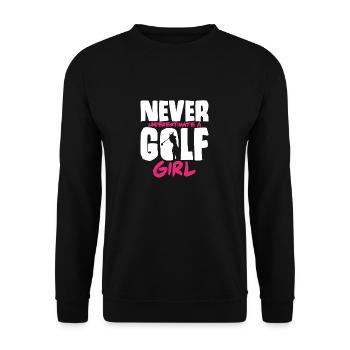Golfspielerin Golf Golfverein Golfplatz Golfsport - Unisex Pullover - Schwarz - Vorne - Alina (178cm) & Michal (187cm)