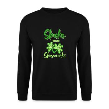 Lustige Irische Saint Patricks Day Shake Your - Unisex Pullover - Schwarz - Vorne - Alina (178cm) & Michal (187cm)