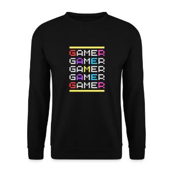 Gamer times Five with 80's vibe - Unisex Sweatshirt - black - Front - Alina (178cm) & Michal (187cm)