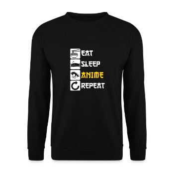Eat Sleep Anime Repeat - Unisex Sweatshirt - black - Front - Alina (178cm) & Michal (187cm)