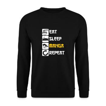 Manger du sommeil Manga Répéter - Sweat-shirt Unisexe - noir - Devant - Alina (178cm) & Michal (187cm)