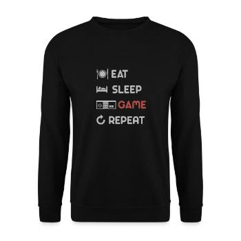 Eat Sleep Game Repeat Graphic - Unisex Sweatshirt - black - Front - Alina (178cm) & Michal (187cm)