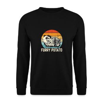 Meerschweinchen Idee, Pelzige Kartoffel - Unisex Pullover - Schwarz - Vorne - Alina (178cm) & Michal (187cm)