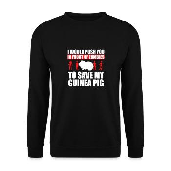 Idée cochon d’Inde, Save My Pet Guinea Pig - Sweat-shirt Unisexe - noir - Devant - Alina (178cm) & Michal (187cm)