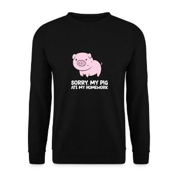Schweine Kinder Schule Liebe Schweine Entschuldigung - Unisex Pullover - Schwarz - Vorne - Alina (178cm) & Michal (187cm)
