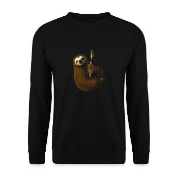 paresseux étreignant une bière - Sweat-shirt Unisexe - noir - Devant - Alina (178cm) & Michal (187cm)