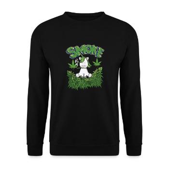 MARIHUANA SMOKE 420 CANNABIS WEED HANF DESIGN - Unisex Pullover - Schwarz - Vorne - Alina (178cm) & Michal (187cm)