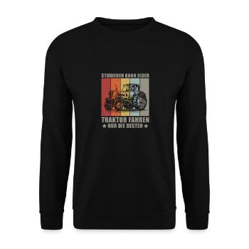 Landwirt Bauer Farmer - Unisex Pullover - Schwarz - Vorne - Alina (178cm) & Michal (187cm)