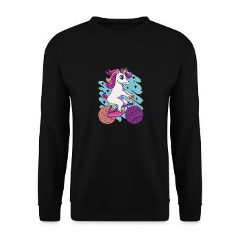Licorne Vélo Licorne Laine Licorne Tricot - Sweat-shirt Unisexe - noir - Devant - Alina (178cm) & Michal (187cm)