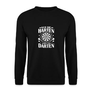 Nur die Harten gehen zum Darten Dartspieler Darts - Unisex Pullover - Schwarz - Vorne - Alina (178cm) & Michal (187cm)