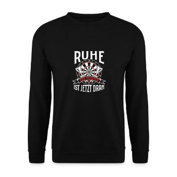Ruhe Der Meister ist jetzt dran Dartspieler Darts - Unisex Pullover - Schwarz - Vorne - Alina (178cm) & Michal (187cm)