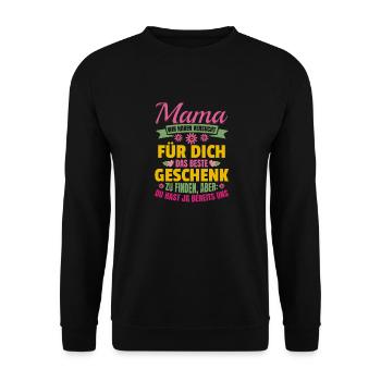 Lustiger Muttertag Spruch hast ja bereits uns - Unisex Pullover - Schwarz - Vorne - Alina (178cm) & Michal (187cm)